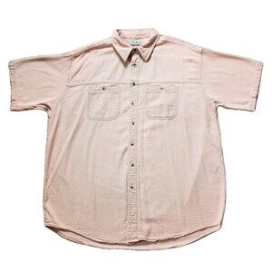 Vintage 90s LL Bean Size XL TALL Mens USA Made Faded Pink Button Up Shirt